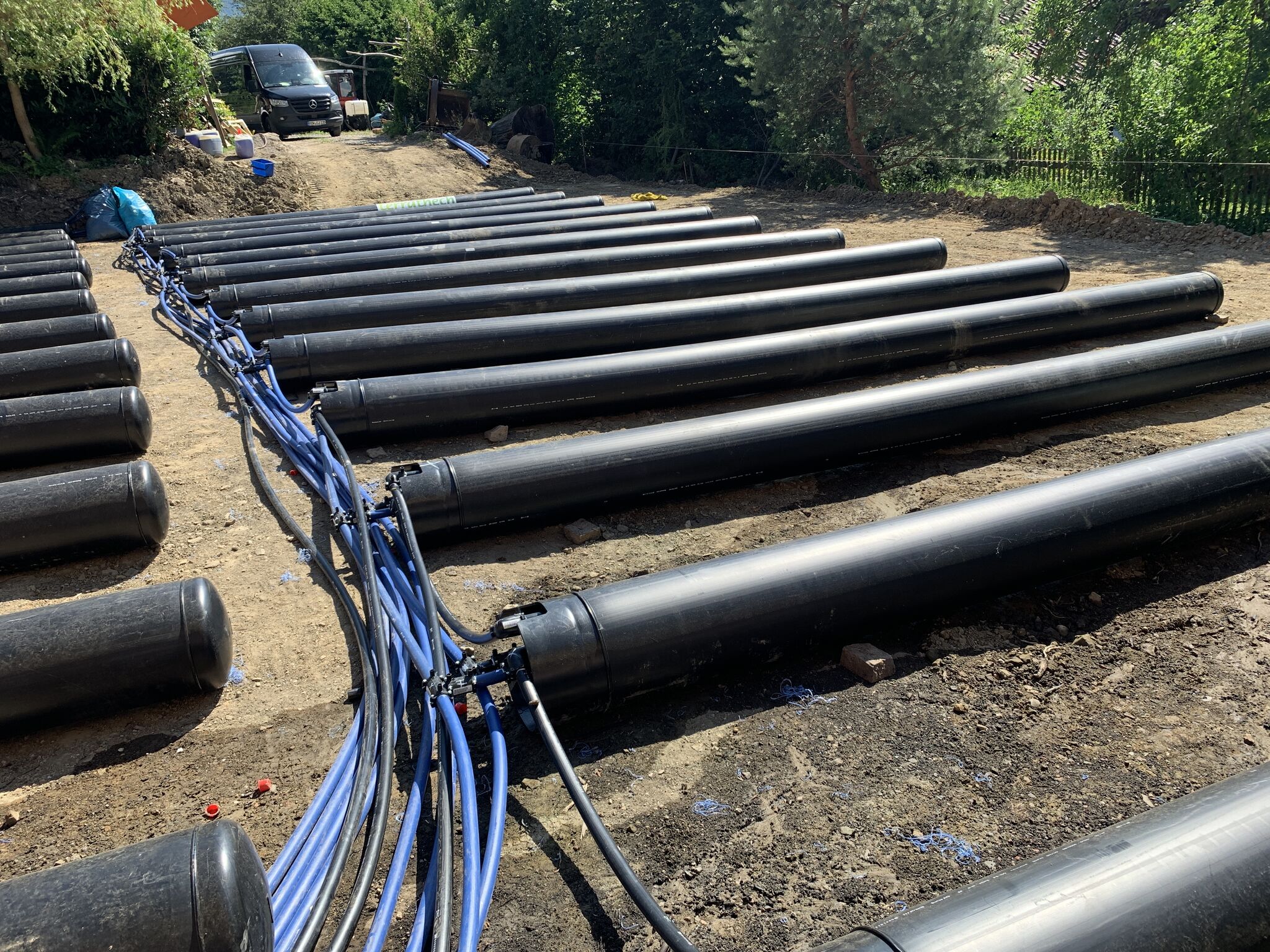 Verrohrtes Absorberfeld mit Soleleitungen in Schliersee